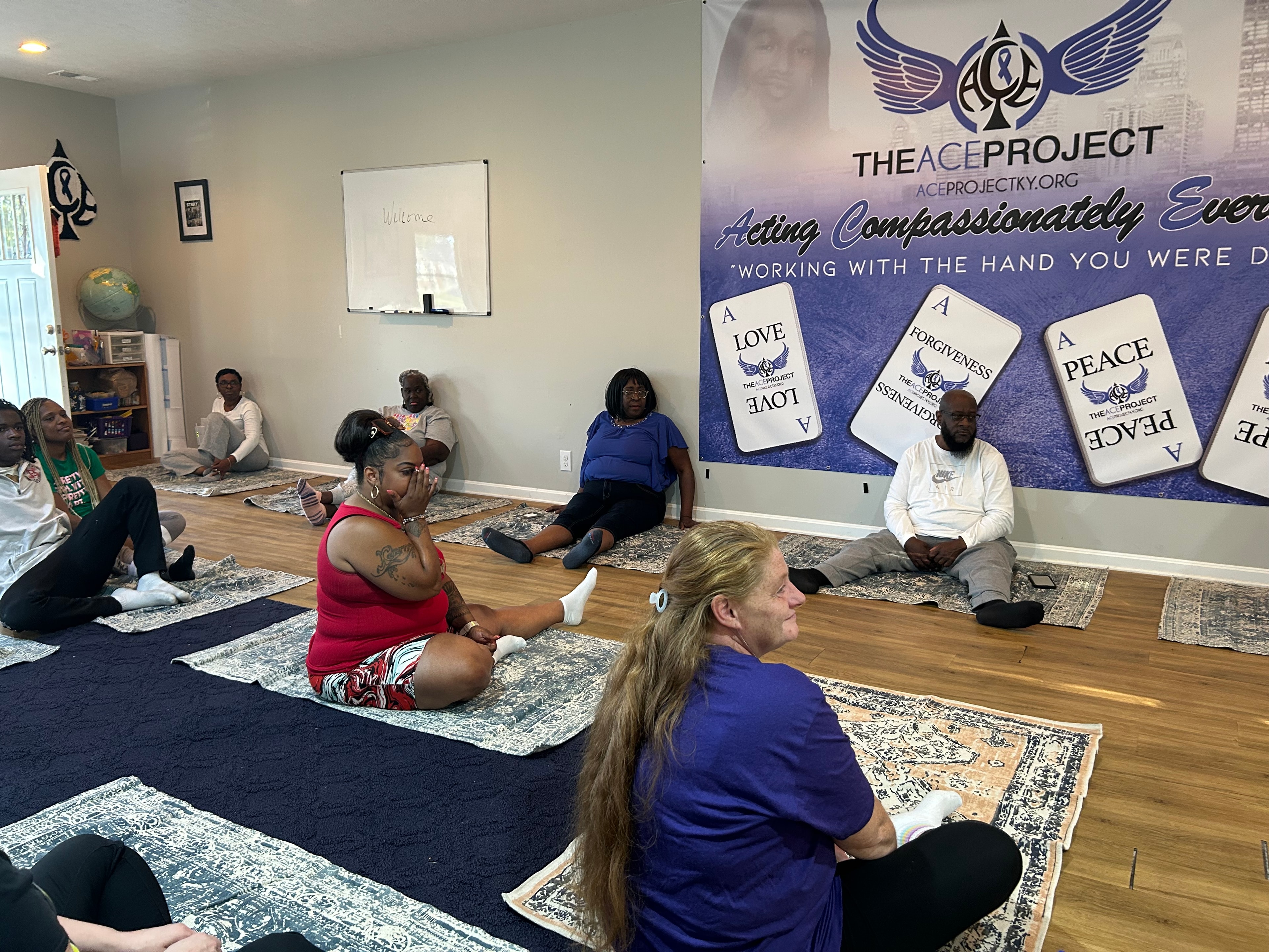 Group meditation session at The ACE Project healing space