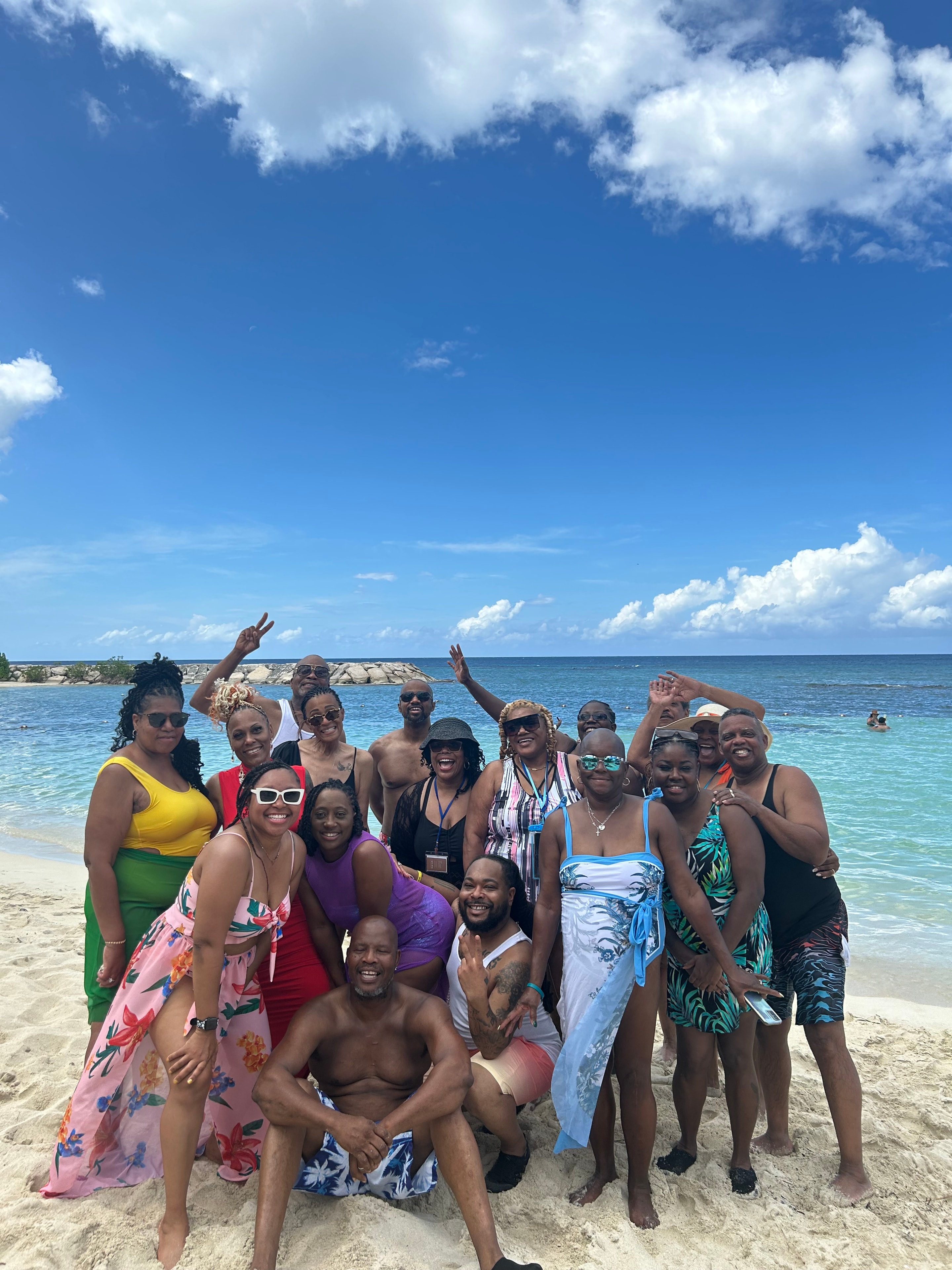 ACE Project group photo on the beach at the healing retreat in Jamaica